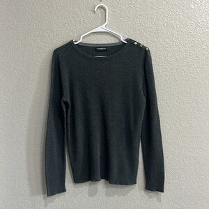 Liz Claiborne medium Gray Sweater long sleeves gold button accent